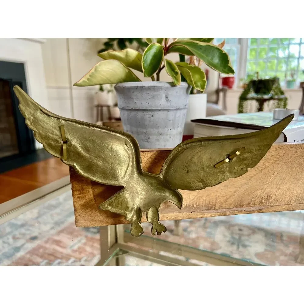 Vintage Brass Bald Eagle Wall Art, AmericanaUSA Artwork, Figurine, Flying Eagle